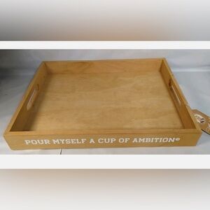 Dolly Parton "POUR Myself A CUP OF AMBITION" Wood Serving Tray Handles New